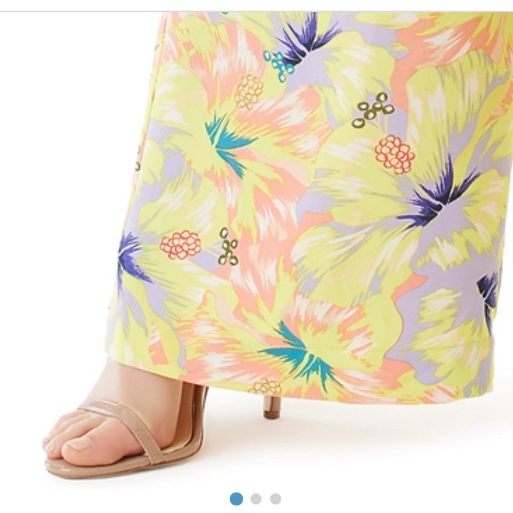 Jessica Simpson Winnie Print Yellow and Purple Wide Leg Soft Pants - Picture 6 of 7